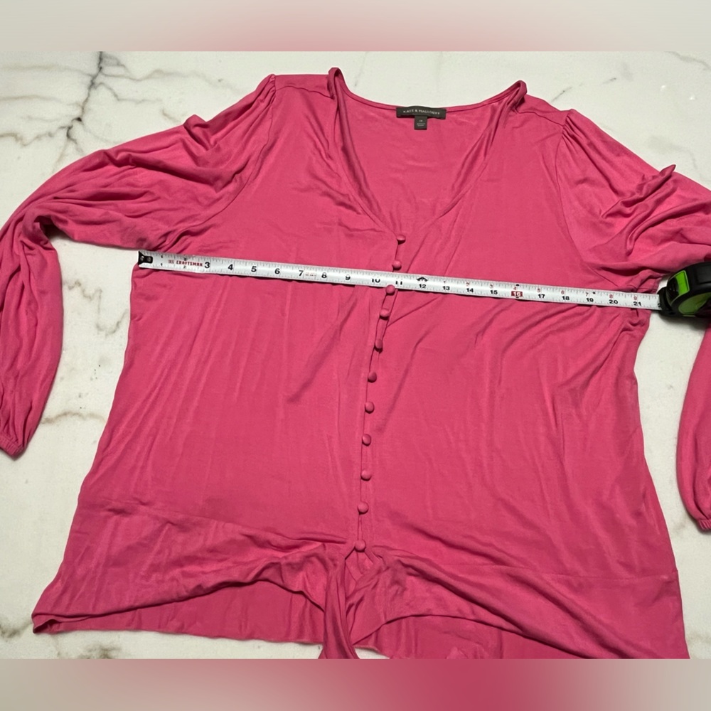 Plus size Kate and Mallory knit long sleeve tie front top - Picture 5 of 7